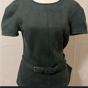 Ann Taylor Suede Forest Green Belted Blouse